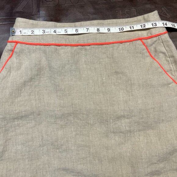 Ann Taylor Loft Linen Mini Skirt Pockets Neon Trim Y2K Womens 2 Tan Neon Boho - Picture 12 of 14